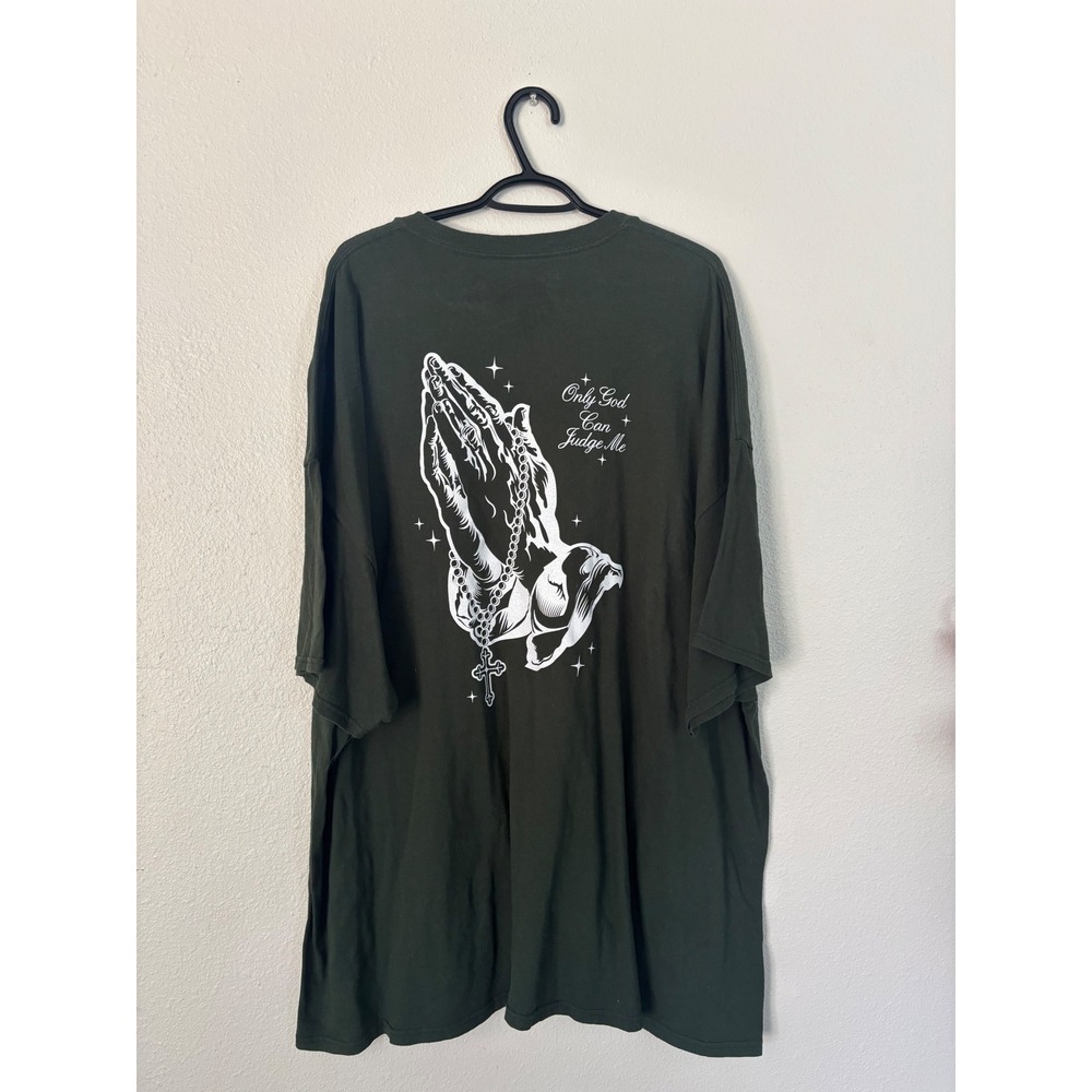 Popular Poison Mens Blessed Praying Hands Graphic T-Shirt Green 5XL Streetwear - Picture 2 of 4